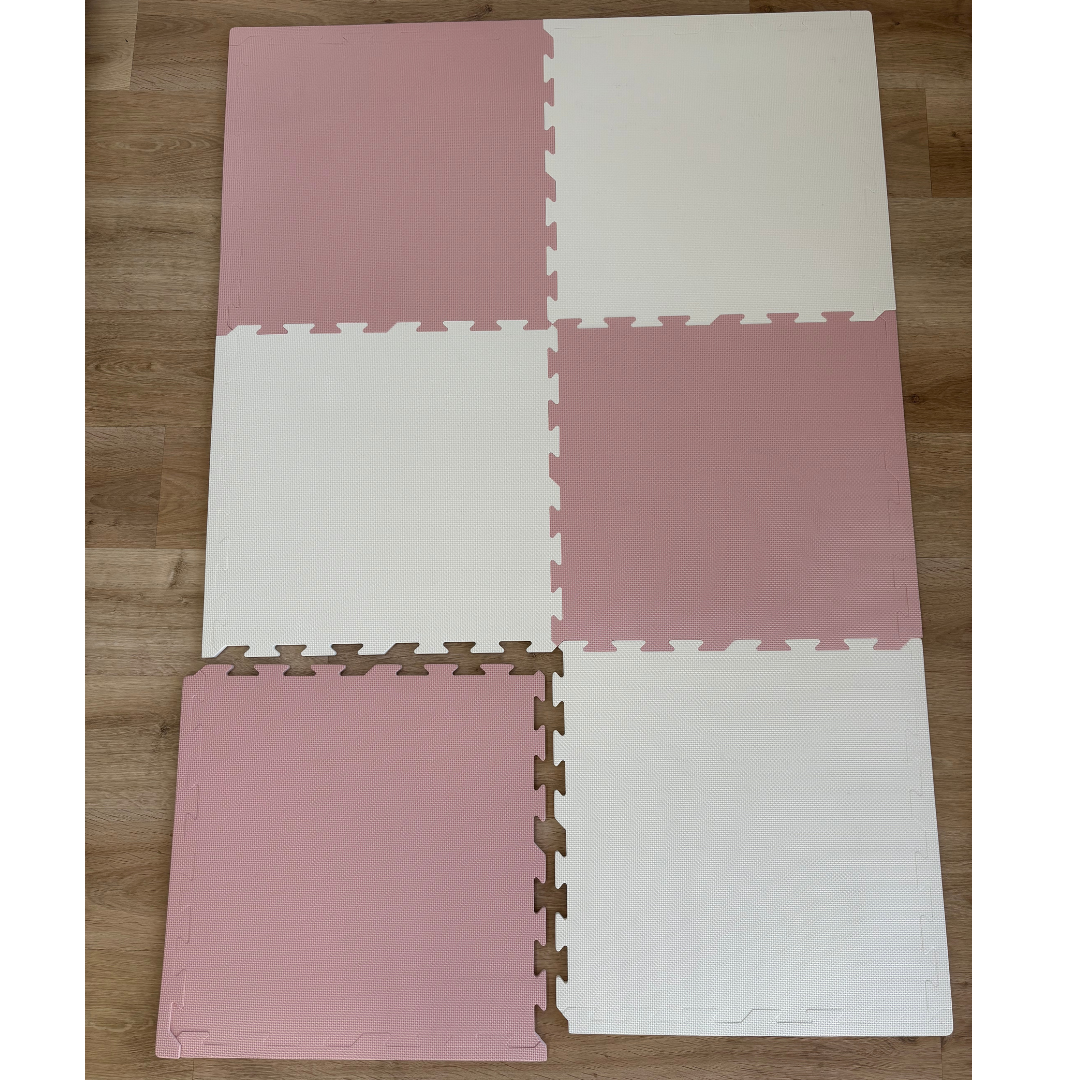 EVA Foam Baby play mat Rose Pink & Ivory